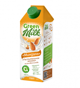 Напиток б/а из растительного сырья на рисовой основе Миндаль Green Milk 0,75 л Тетра Пак 12 шт
