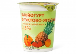 Биойогурт фруктово-ягодный с м.д.ж. 2,5% 0,2 кг п/стаканчик