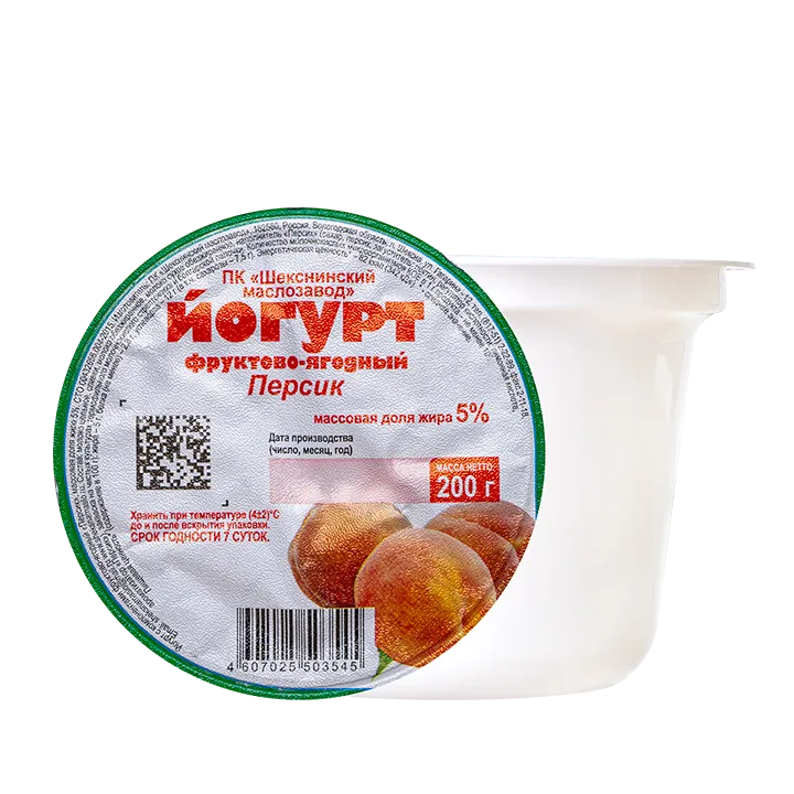 Йогурт Кисломолочный Персик 5% 200 г