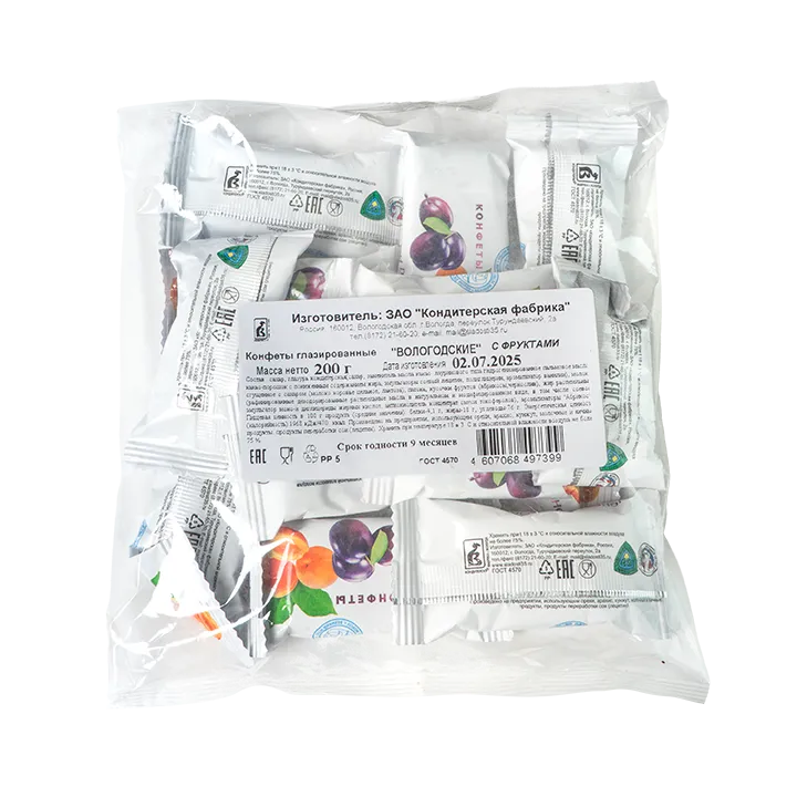 Конфеты Вологодские с фруктами помадные 200 г