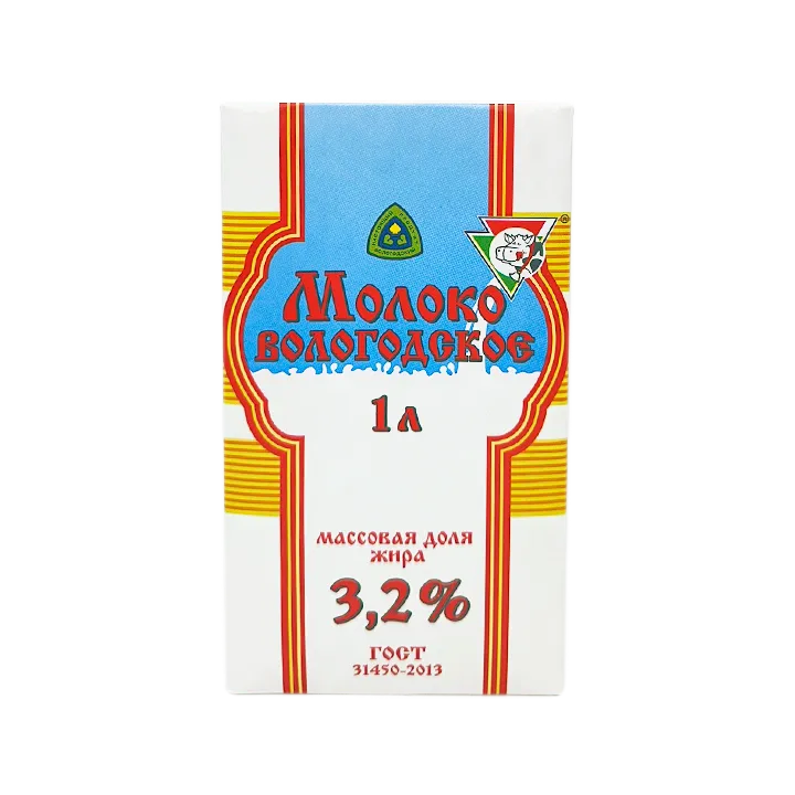 Молоко Вологодское ультрапастеризованное 3,2%, 1 л