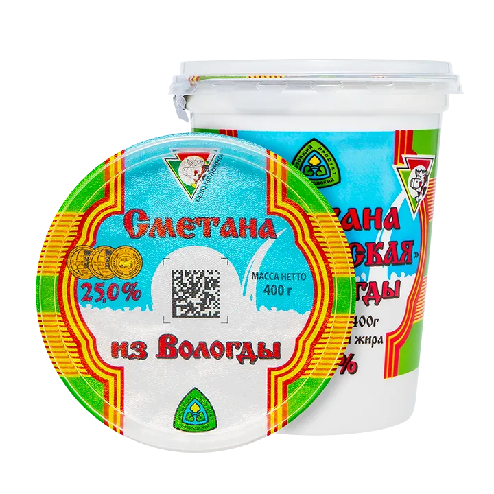 Сметана «Вологодская» 25% 400 г, т/у