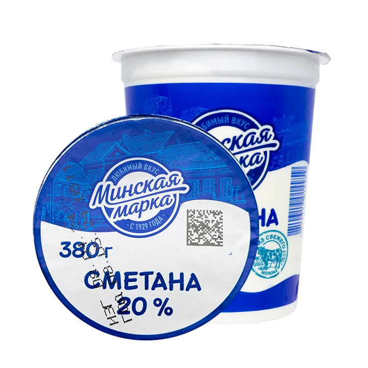 Сметана «Минская марка» 20% в стакане 380 г