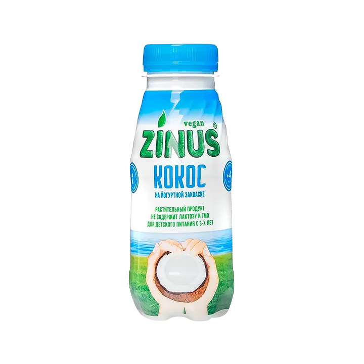 Йогурт Zinus Кокос на растительной основе 250 г/6 (9 мес) ПЭТ бутылка