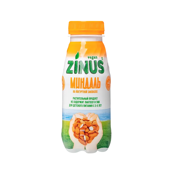Йогурт Zinus Миндаль на растительной основе 250 г/6 (9 мес) ПЭТ бутылка