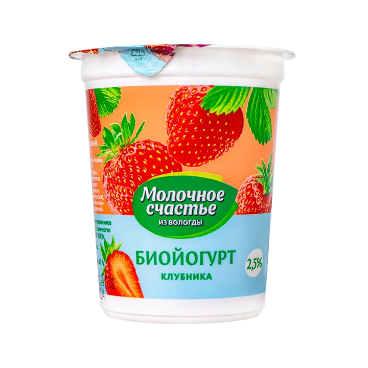 Биойогурт 2,5% 0,2 л Клубника п/стакан