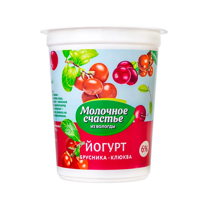 Йогурт 6% 0,2 л Брусника-Клюква п/стакан