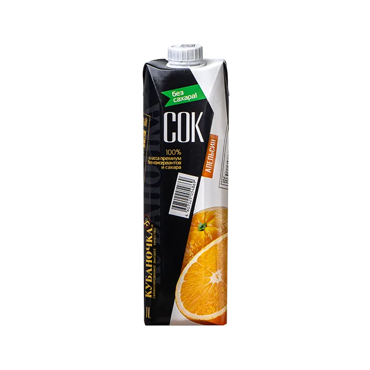 Сок тетра-пак Апельсиновый, 1 л, без сахара