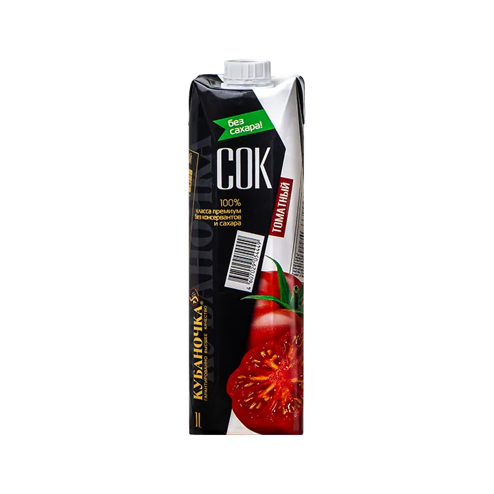 Сок тетра-пак Томатный с мякотью, 1 л, без сахара