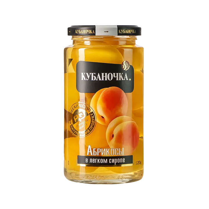 Абрикосы в легком сиропе 520 г (стекло)