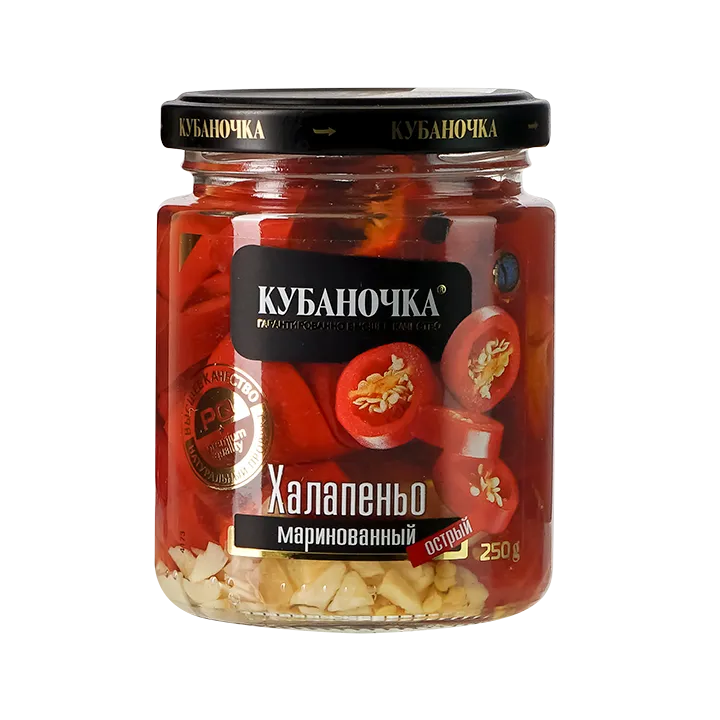 Перец Халапеньо Красный марин острый 250 г (стекло)