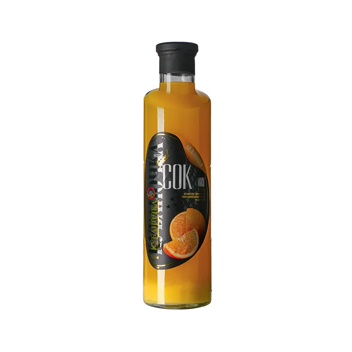 Сок апельсиновый без сахара в стекляной бутылке 0,75 л