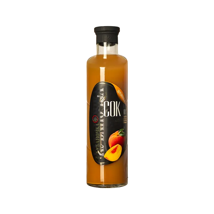 Сок персиковый с мякотью без сахара в стекляной бутылке 0,75 л