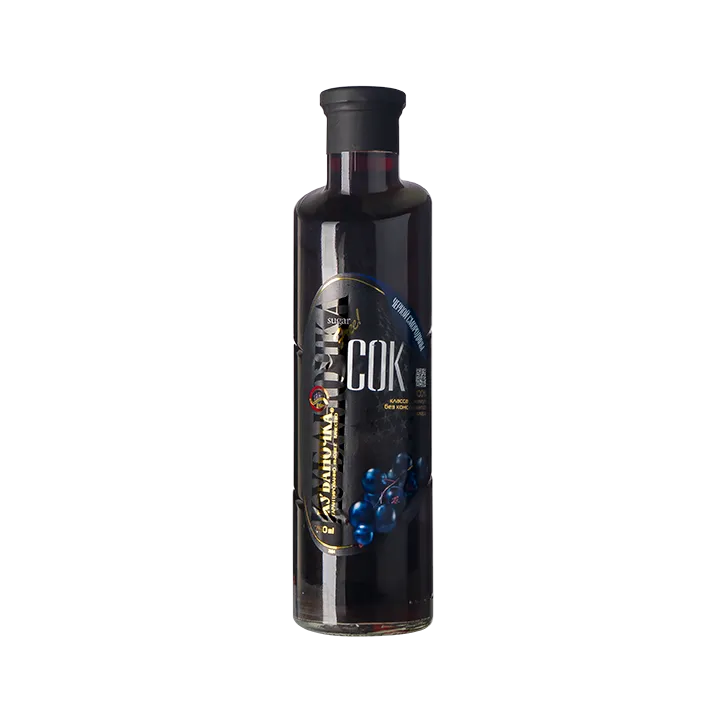 Сок черной смородины без сахара в стекляной бутылке 0,75 л