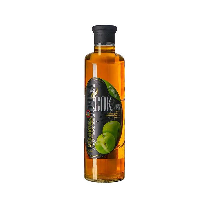 Сок яблочный осветленный без сахара в стекляной бутылке 0,75 л