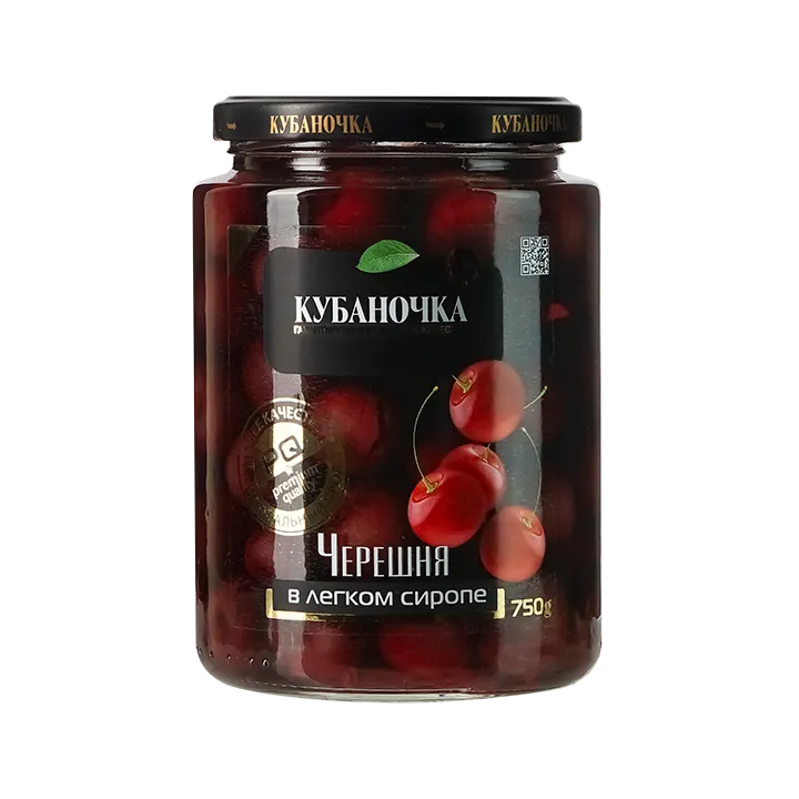 Черешня красная в легком сиропе 750 г (стекло)