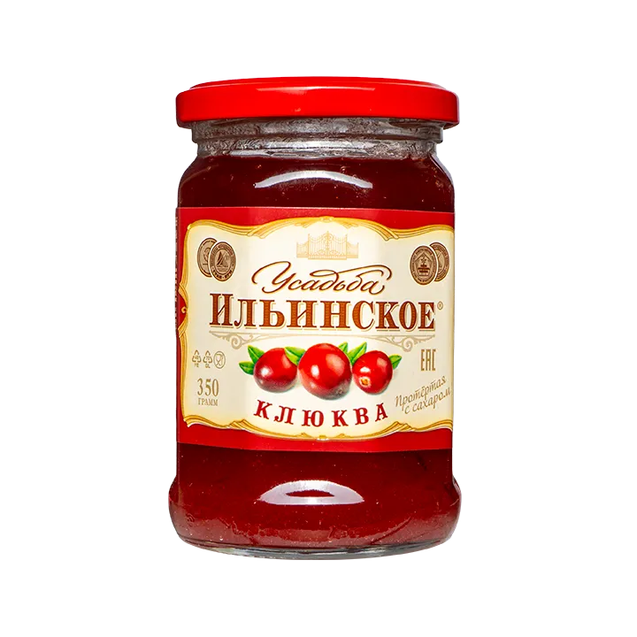 Клюква протертая с сахаром ГОСТ 350 г (стекло)