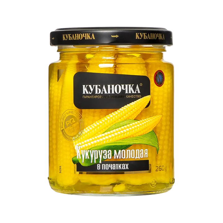 Кукуруза молодая в Початках 260 г стекло