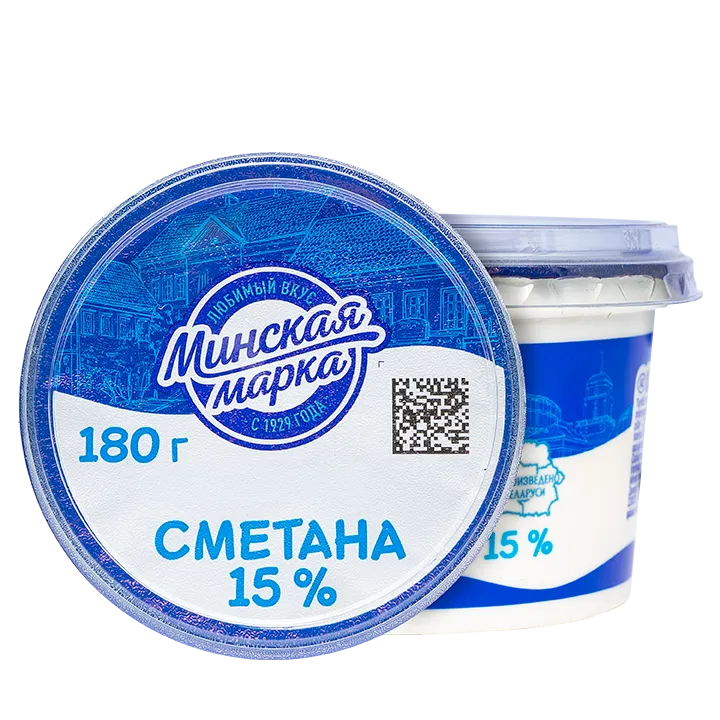 Сметана Минская марка 15% 180 г стакан