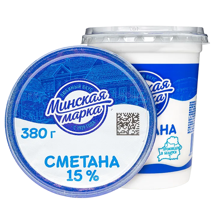 Сметана Минская марка 15% 380 г стакан