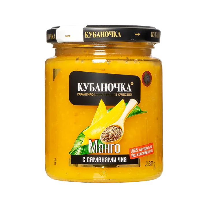 Десерт манго с семенами чиа в стеклянной банке | Кубаночка