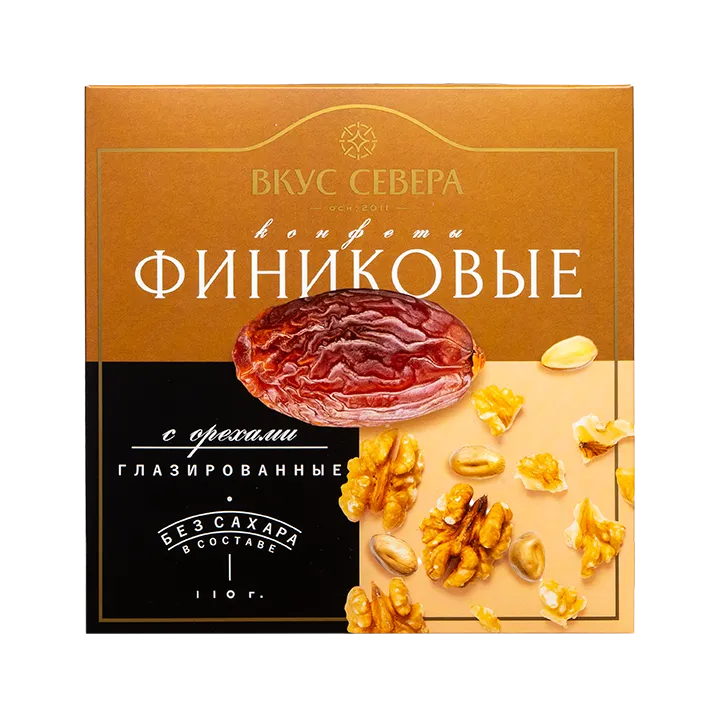 Конфеты глазированные Финиковые с Орехами 110 г пенал