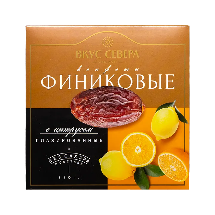 Конфеты глазированные Финиковые с Цитрусом 110 г пенал