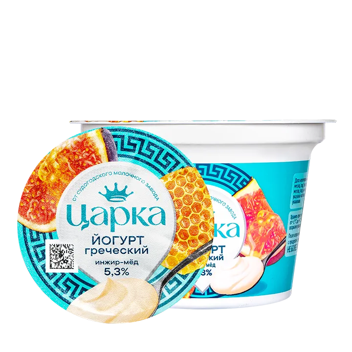 Йогурт Греческий инжир-мед 180 г, 5,3% п/стакан