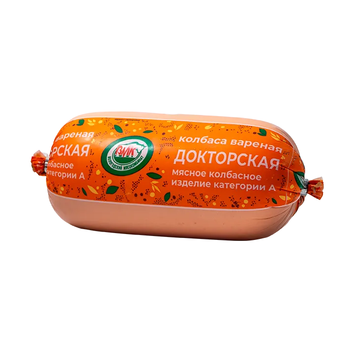 Колбаса вареная Докторская мини кат А Гост вес ~ 1 кг, целлофан | Вологодский мясокомбинат