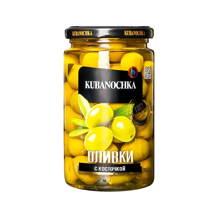 Оливки крупные с/к, 360 г в стекле
