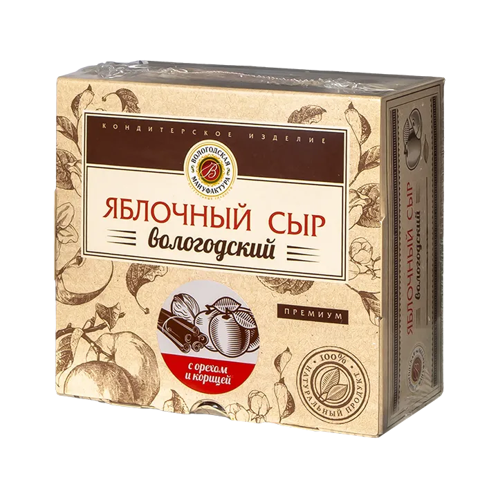 Сыр яблочный с сахаром Грецкий орех-корица, 200 г в коробке