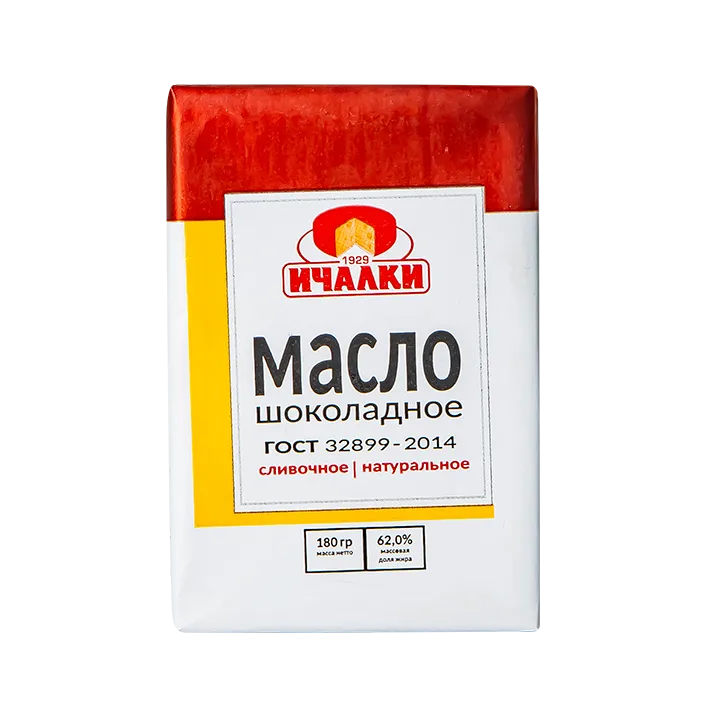 Масло шоколадное, 180 г, 62% в шоу-боксе