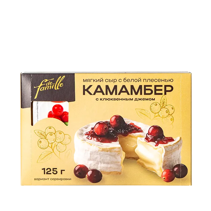 Сыр мягкий с белой плесенью Камамбер де фамиль с клюквенным джемом, 50%, 125 г