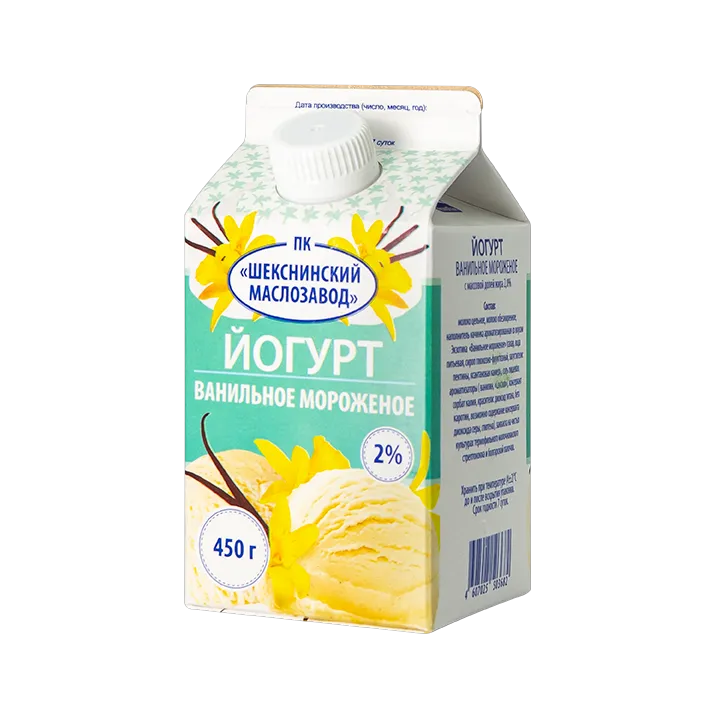 Йогурт со вкусом Ванильное мороженое, 2%, 450 г в пюр-пак
