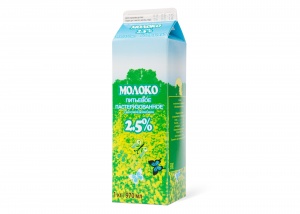 Молоко пастеризованное 2,5% 1 л/500 г